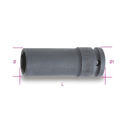 Beta 1/2" Dr, 19mm Size, Metric Impact Socket, 6 Pts 007200369