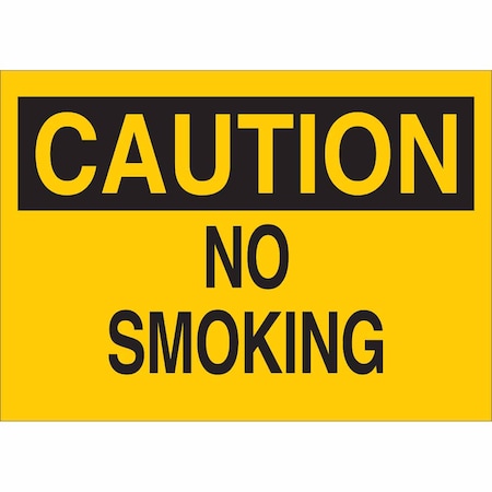 Brady Caution No Smoking Sign, 10" H, 14 in W, Rectangle, English, 42638 42638