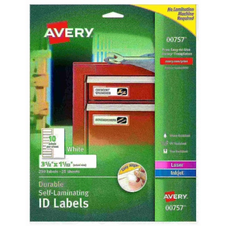 Avery Easy Align Self-Laminating ID Lab, PK250 757