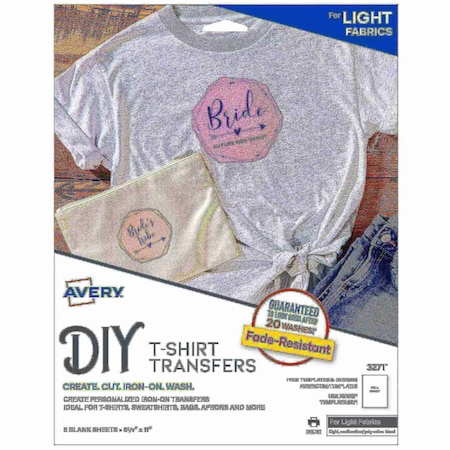 Avery Heat Transfer Paper for Light Fabrics, 8 3271