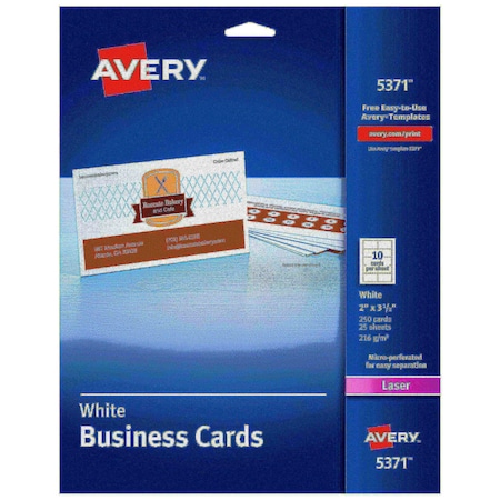 Avery Business Cards 2" x 3.5", Sure Fe, PK250 5371