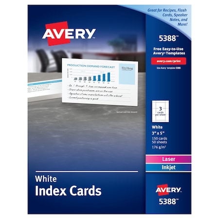 Avery Cards, Uncoated, Two-Sided, PK150 5388