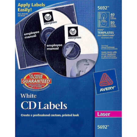 Avery White CD Labels for Laser Printers 5692