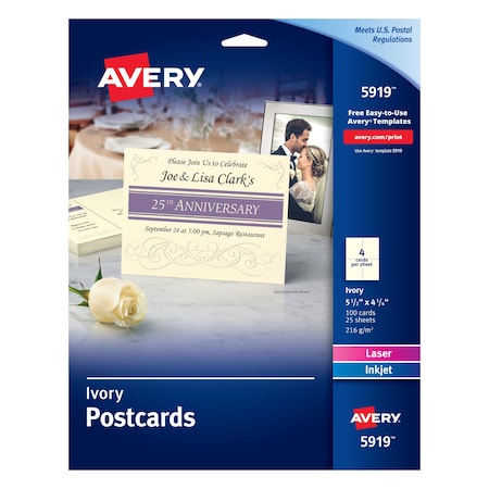 Avery Postcards, Ivory, Two-Sided 5919