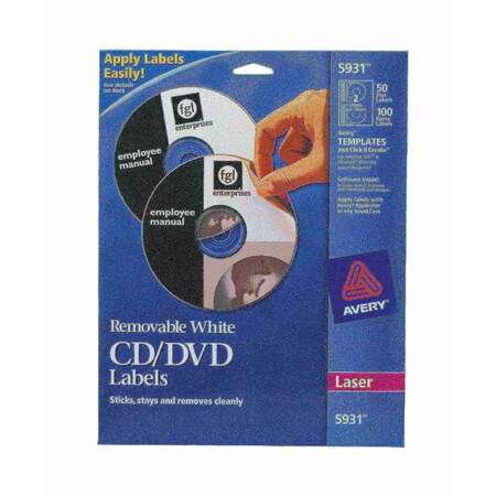 Avery Removable CD Labels, Print to the Edge,  5931