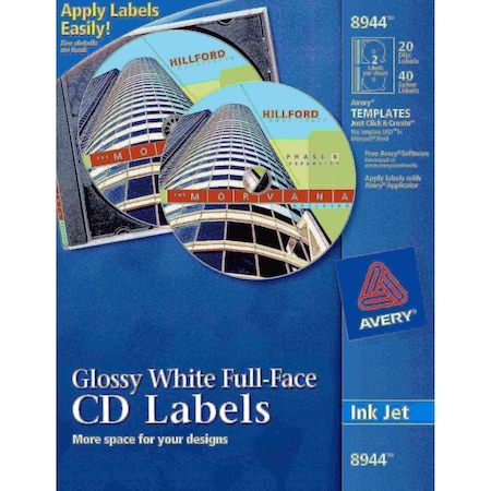 Avery Full-Face CD Labels, Permanent Adhesive,  8944