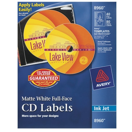 Avery CD Labels, Print to the Edge, Permanent 8960
