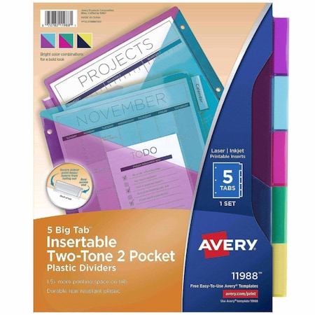 Avery Big Tab Insertable Plastic Dividers, Two 11988