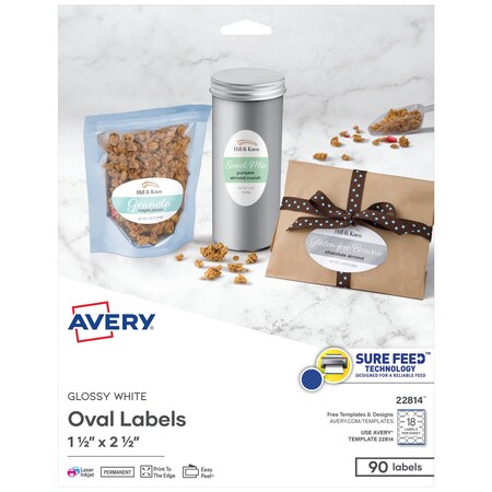 Avery Printable Blank Oval Labels, 1.5", PK90 22814 | Zoro