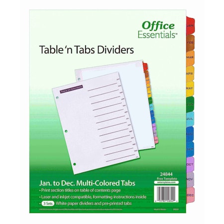 OFFICE ESSENTIALS Table n Tabs Dividers, PK3 24844
