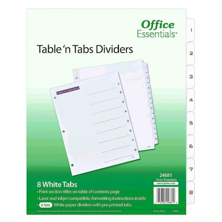 OFFICE ESSENTIALS Table n Tabs Dividers, PK6 24881
