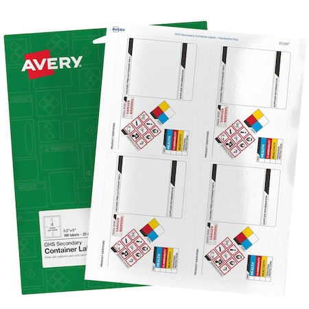 Avery GHS Secondary Container Labels, P, PK100 61209