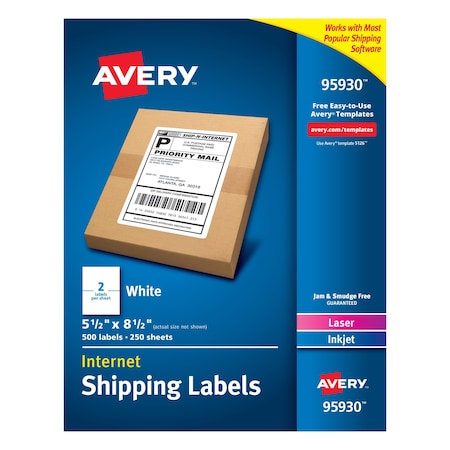 AVERY Shipping Address Labels, Laser and, PK500 95930