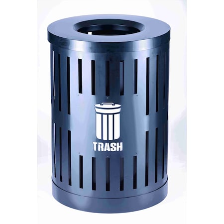Commercial Zone Products Trash Container, Open Top Lid, Black 72860399