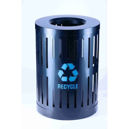 Commercial Zone Products Recycling Container, Open Top Lid, Black, Black, Steel 72884499