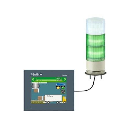 Schneider Electric USB configurable monolithic tower light, Harmony XVGU, multi color programmable lights 60mm, steady/flashing LED buzzer XVGU3SWV