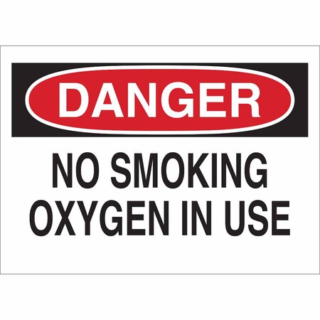 Brady Danger No Smoking Sign, 10" H, 14 in W, Rectangle, English, 42664 42664
