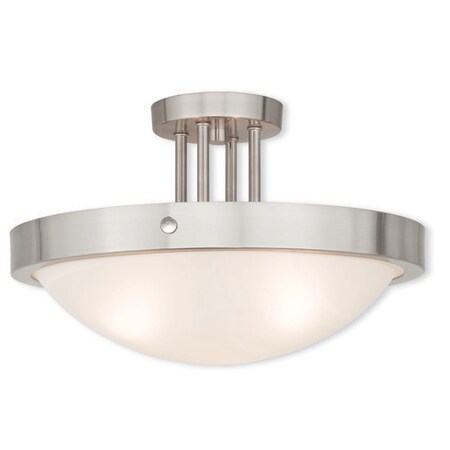 Livex Lighting New Brighton 3 Light Brushed Nickel Ceiling Mount 73956-91