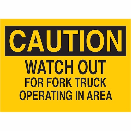 Brady Caution Sign, 10" H, 14" W, Aluminum, Rectangle, English, 42463 42463