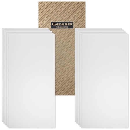 Genesis Smooth Pro Ceiling Tile, 48 in W x 24 in L, 10 PK 74500