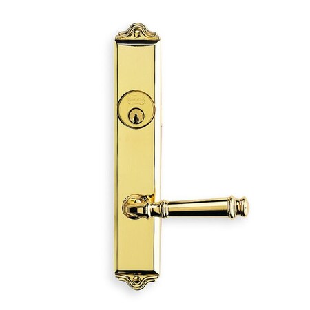 Omnia LH 904 LVR 63000 Narrow Plate ENT DBL CYL 2" Backset Mort Bright Brass 63904BAC20L1