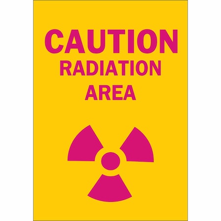 Brady Caution Radiation Sign, 14 in H, 10 in W, Plastic, Rectangle, 25277 25277