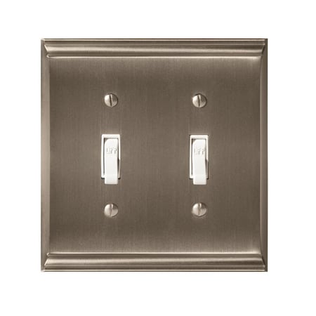 Amerock 2 Toggle Wall Plates, Number of Gangs: 2 Zinc, Satin Nickel Finish BP36501G10