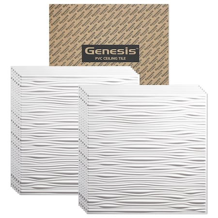 Genesis Drifts Ceiling Tile, 24 in W x 24 in L, 12 PK 75100