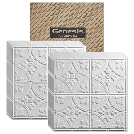 Genesis Antique Ceiling Tile, 24 in W x 24 in L, 12 PK 75200