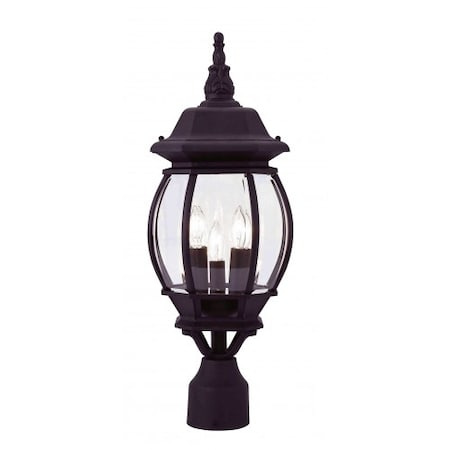 Livex Lighting Textured BlackOutdoor Post Top Lantern, 3 7526-14