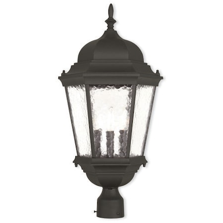 Livex Lighting Hamilton 3 Light Textured Black Outdoor Post Top Lantern 75474-14
