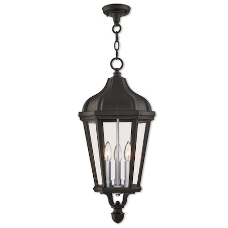 Livex Lighting Morgan 3 Light Textured Black Outdoor Pendant Lantern 76193-14
