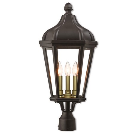 Livex Lighting Morgan 3 Light Bronze Outdoor Post Top Lantern 76194-07