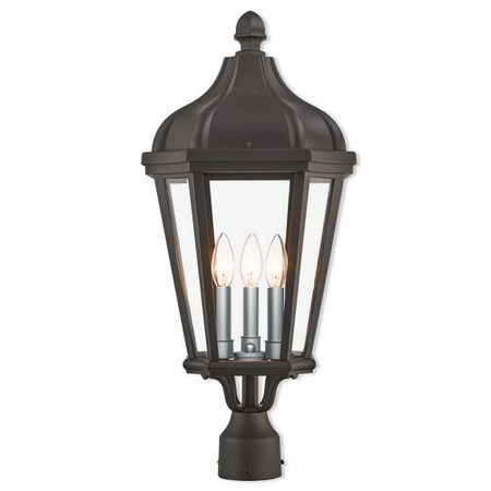 Livex Lighting Morgan 3 Light Textured Black Outdoor Post Top Lantern 76194-14