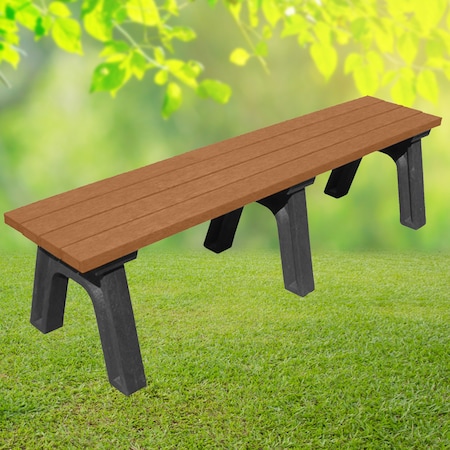 Dogipark Flat Poly Bench, 6 Ft., Black and Cedar 7712-BC