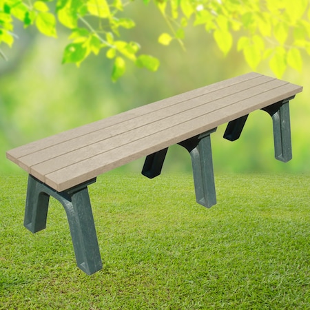 Dogipark Flat Poly Bench, 6 Ft., Green and Sand 7712-GS