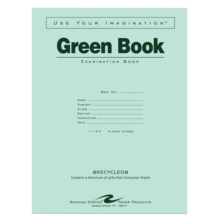 Roaring Spring Recycled Green Exam Book, Wide, PK10000 77509PL