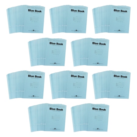 Roaring Spring Case of Exam Blue Books, 11" x 8.5", 6 Sheets/12 Pages, Wide Ruled with Margin, PK500 77516cs