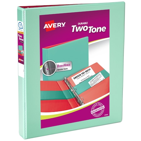 Avery Two-Tone Durable View Binder, Mint/Coral 17288