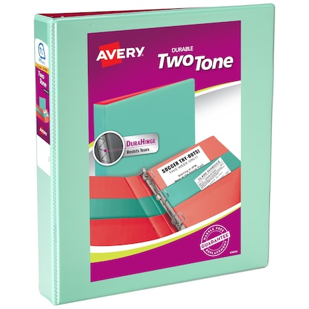 Avery Two-Tone Durable View Binder, Mint/Coral 17289