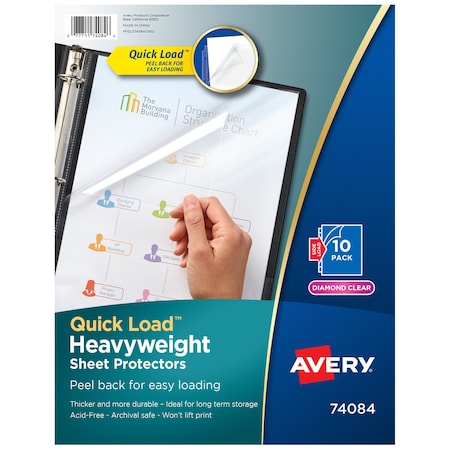 Avery Diamond Clear Quick Load Sheet Pro, PK10 74084
