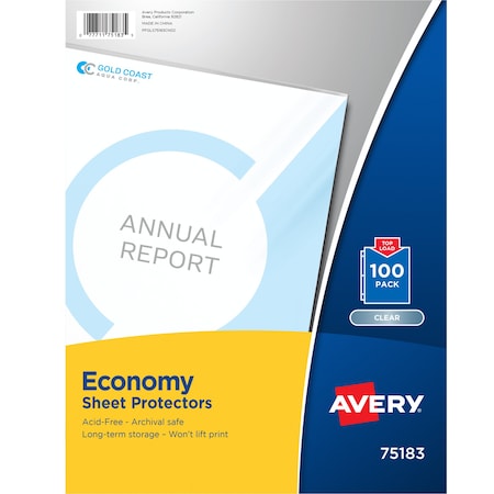 Avery Clear Economy Sheet Protectors, T, PK100 75183