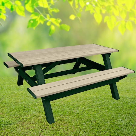 Dogipark Rectangle Picnic Table, Green, 6 ft L 7791-GS