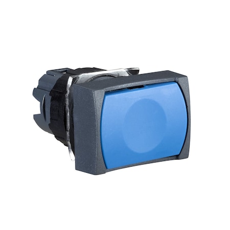 Schneider Electric Head for non illuminated push button, Harmony XB6, blue rectang flush pushbutton Ã˜ 16 spring return unmarked ZB6DA6