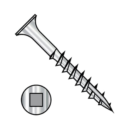 Zoro Select Deck Screw, #12 x 4 in, 18-8 Stainless Steel, Flat Head, Square Drive, 500 PK 12647DQG188