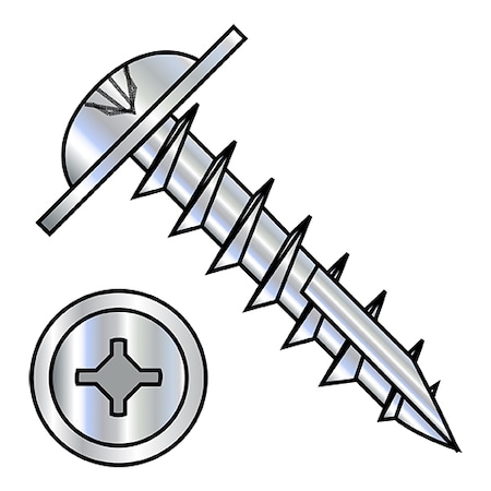 Zoro Select Self-Drilling Screw, #8-11 x 1 in, Zinc Plated Steel Round Head Phillips Drive, 7000 PK 08167DXRWD1