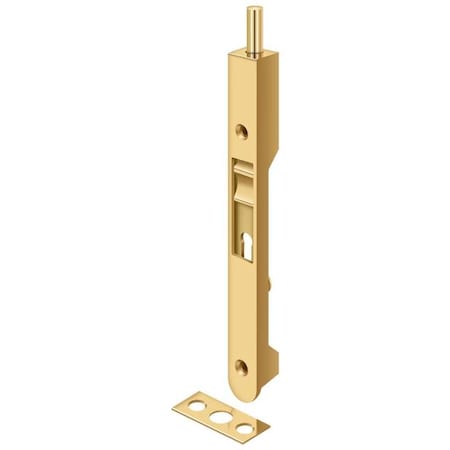 Deltana Flush Bolt, Heavy Duty Lifetime Brass 7" 7FBRCR003
