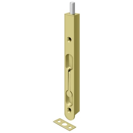 Deltana Flush Bolt, Zinc Bright Brass 7" 7FBZ3