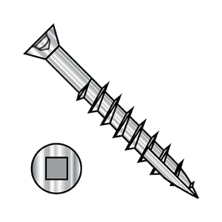 Zoro Select Drywall Screw, #7 x 1-5/8 in, Stainless Steel, Trim Head Square Drive, 4000 PK 07267YQFT188