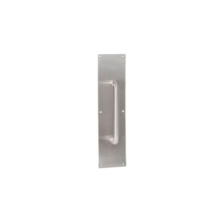 Trimco Square Corner Pull Plate with 6" 1194 Pull Satin Chrome 4"x16" 1017-3.626